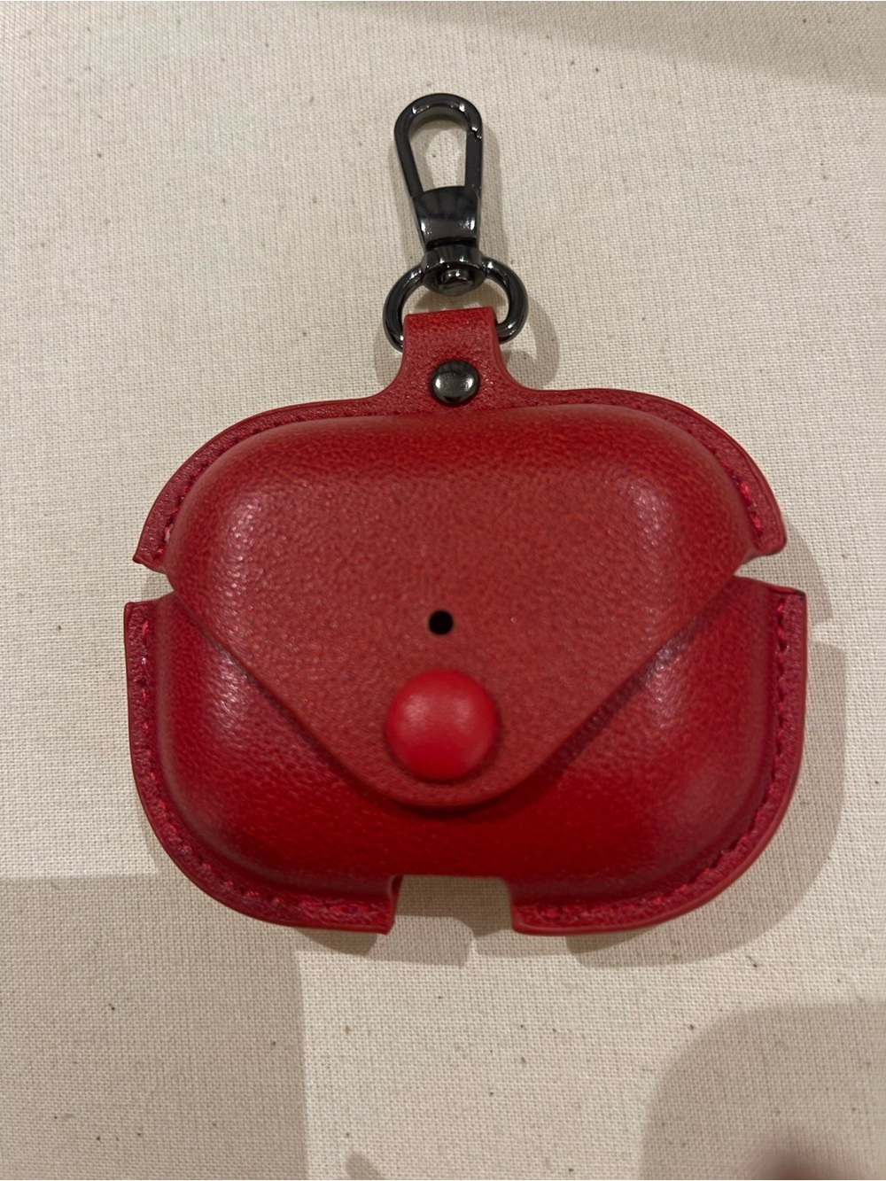 Red Leather AirPods Case Keychain